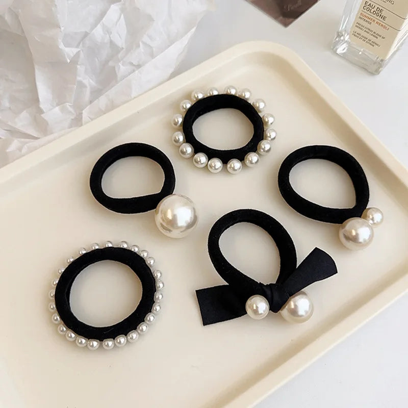 Elastico per capelli alla moda e semplice con perle