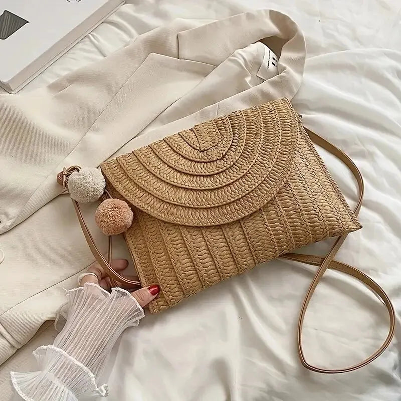 Borsa a tracolla in paglia fatta a mano stile busta estiva per donna – MCH Studio