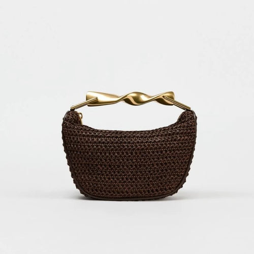 Borsa a mano o tracolla in paglia mezza luna da donna, stile estivo MCH Studio