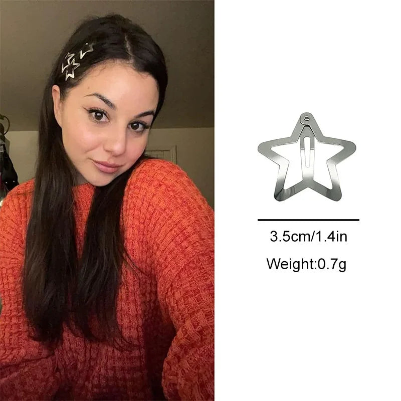Fermagli per capelli Y2K Star BB in argento con clip in metallo