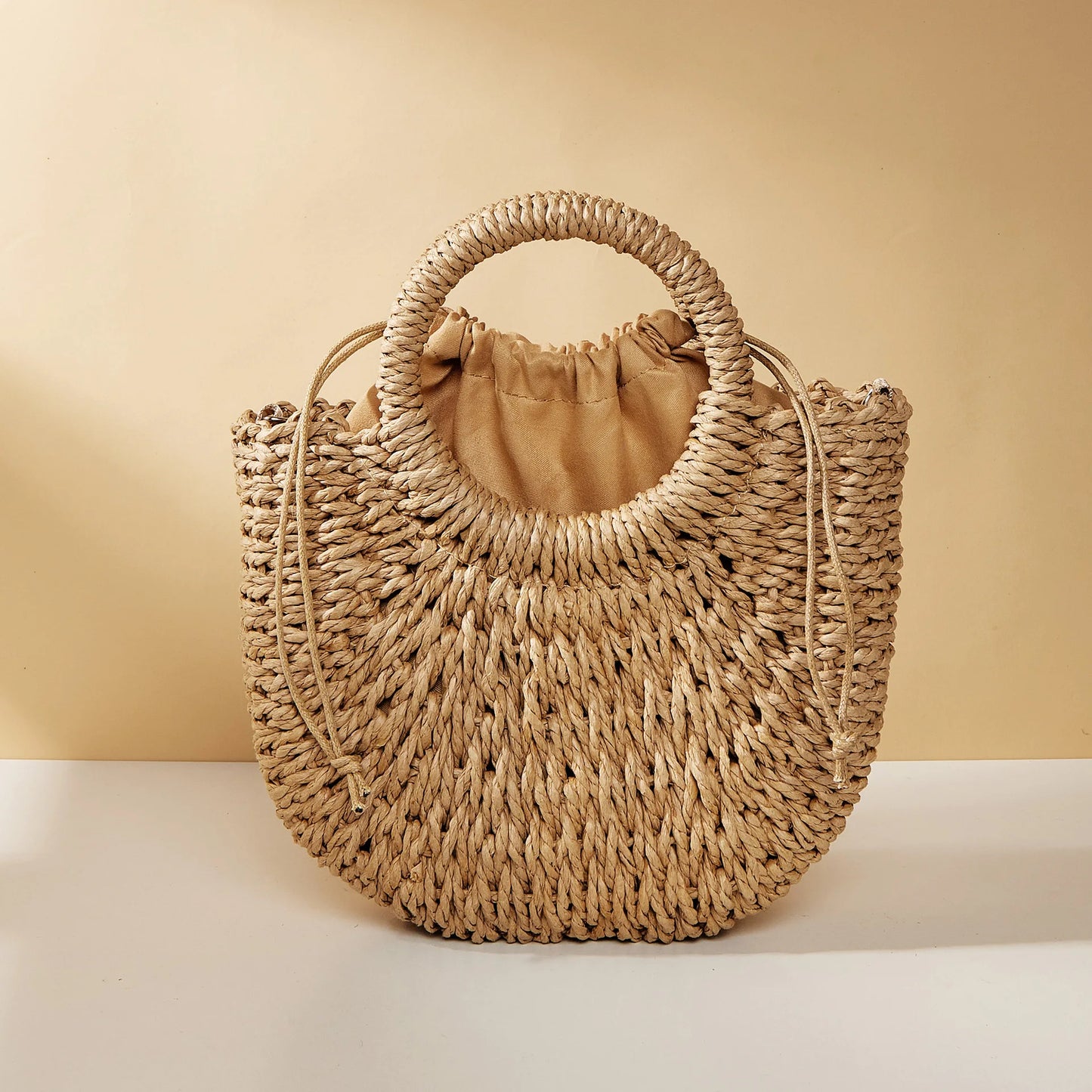 Borsa in rattan intrecciata a mano, forma mezza luna, grande capacità – MCH Studio