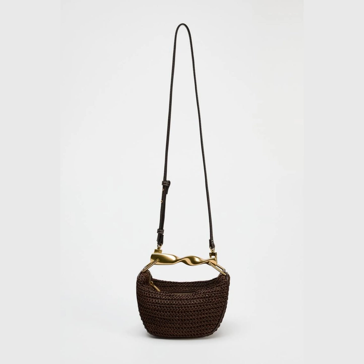 Borsa a mano o tracolla in paglia mezza luna da donna, stile estivo MCH Studio