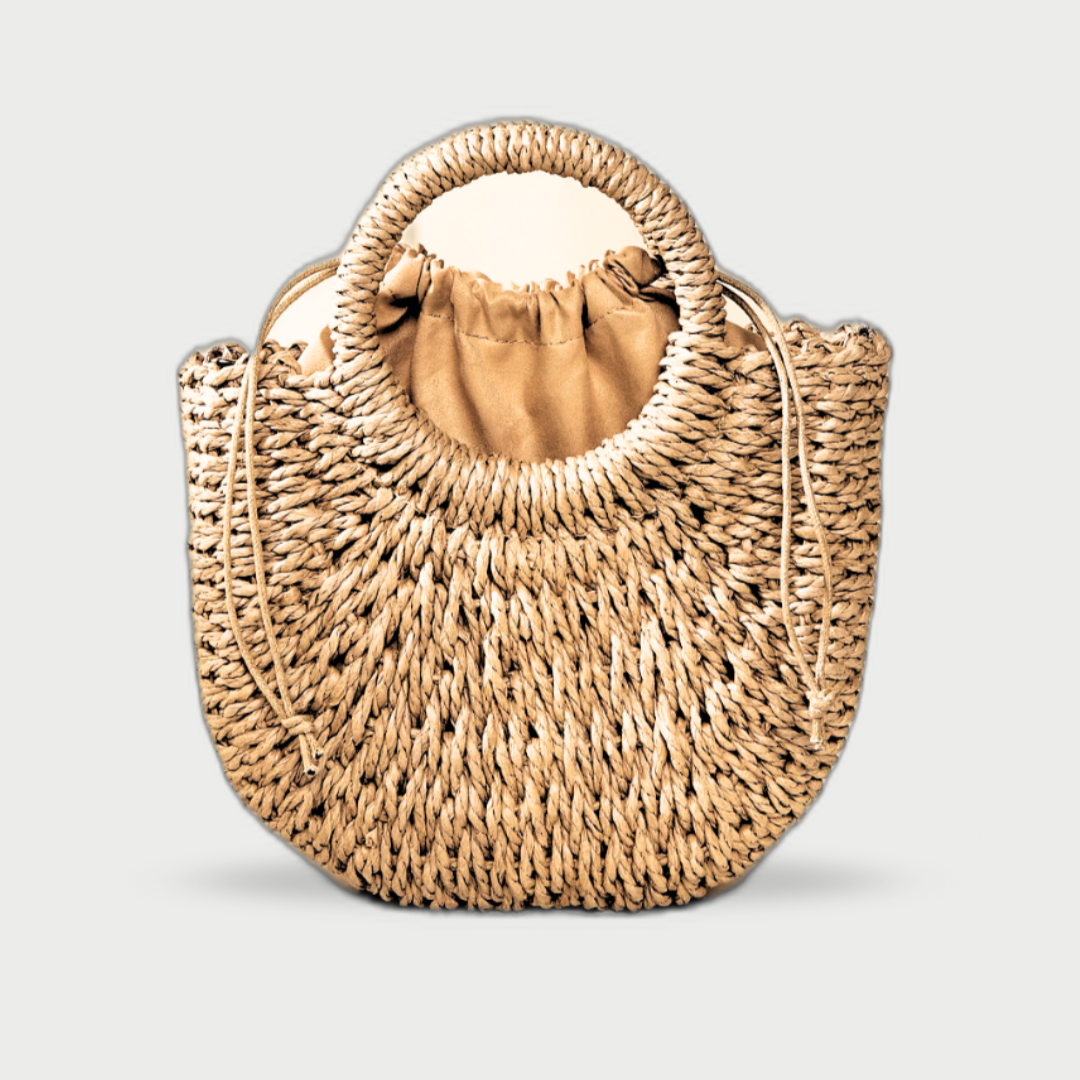 Borsa Mezza Luna da Spiaggia in Rattan Intrecciato a Mano

