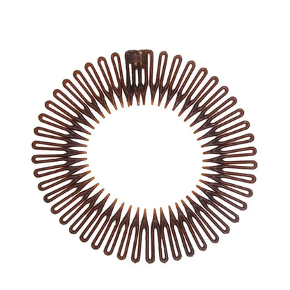 Set di 2 cerchietti elastici in plastica con denti pettine per capelli donna