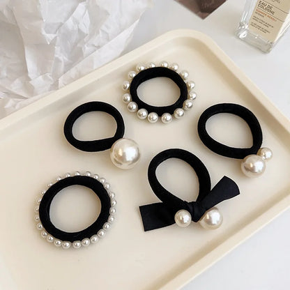Elastico per capelli alla moda e semplice con perle