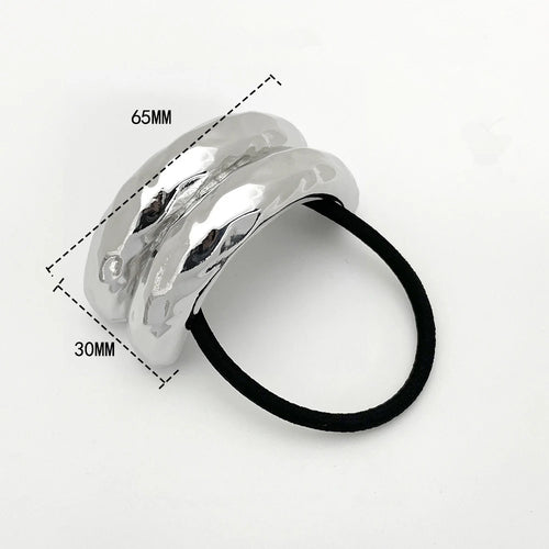 Elastico capelli donna con dettaglio geometrico in metallo doppio strato