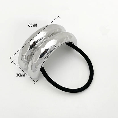 Elastico capelli donna con dettaglio geometrico in metallo doppio strato