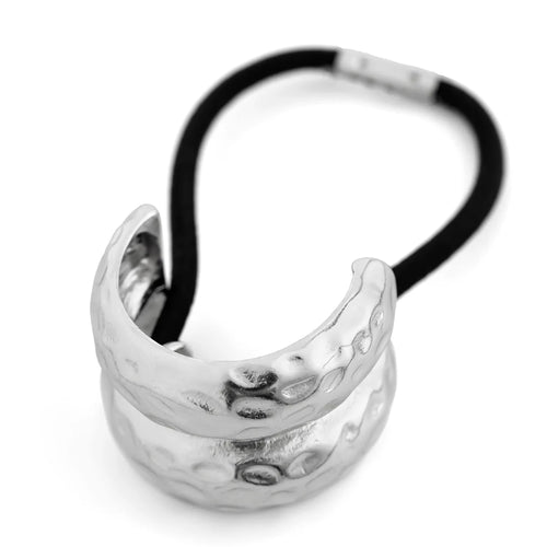 Elastico capelli donna con dettaglio geometrico in metallo doppio strato