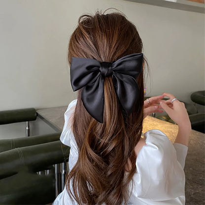 Elegante fiocco nastro fascia per capelli donne capelli cravatta ragazze solido raso fiocco