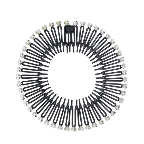 Set di 2 cerchietti elastici in plastica con denti pettine per capelli donna