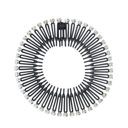 Set di 2 cerchietti elastici in plastica con denti pettine per capelli donna