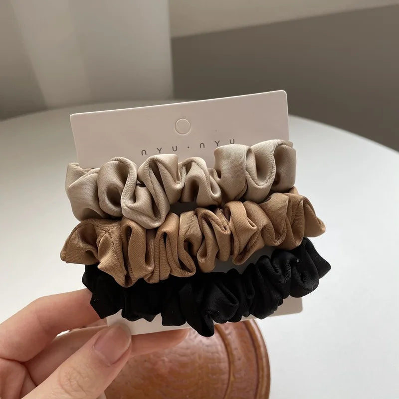 Scrunchies in raso di seta colorati per donna, set da 3 elastici eleganti