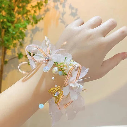 Coroncina Boho con Fiori e Perle per Sposa e Cerimonia