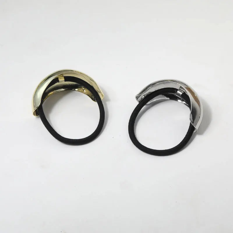 2 Scrunchie per capelli in metallo geometrico