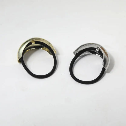 2 Scrunchie per capelli in metallo geometrico