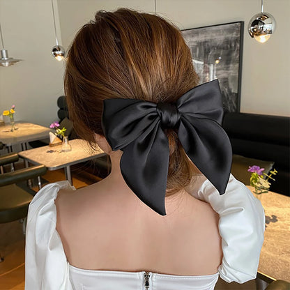 Elegante fiocco nastro fascia per capelli donne capelli cravatta ragazze solido raso fiocco