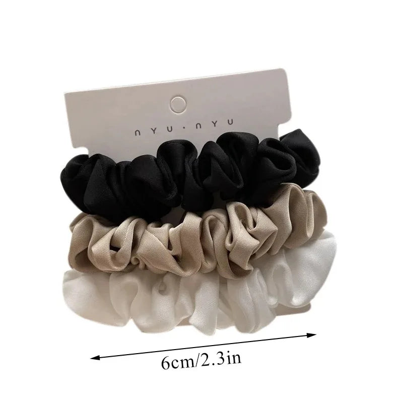 Scrunchies in raso di seta colorati per donna, set da 3 elastici eleganti