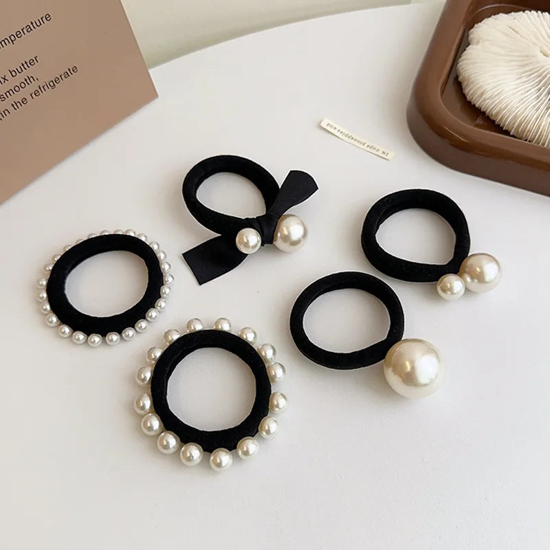 Elastico per capelli alla moda e semplice con perle