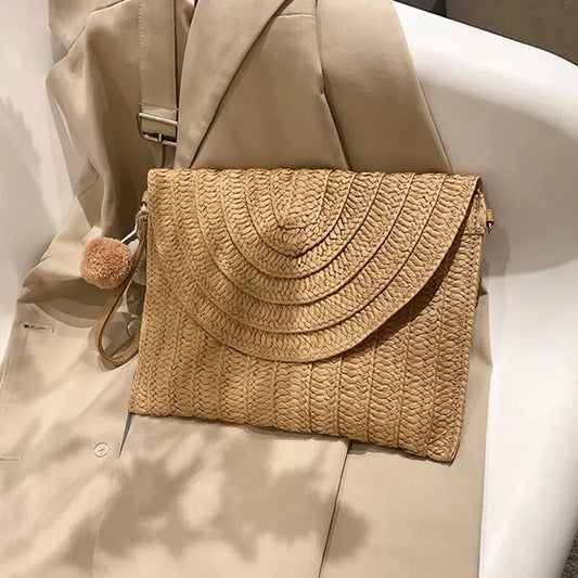Borsa a tracolla in paglia fatta a mano stile busta estiva per donna – MCH Studio