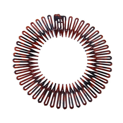 Set di 2 cerchietti elastici in plastica con denti pettine per capelli donna