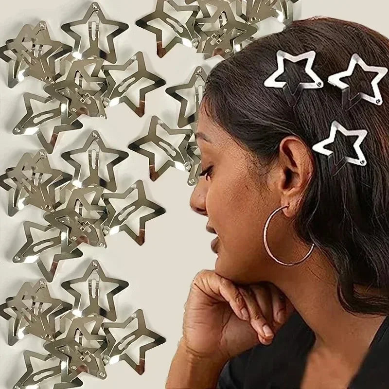 Fermagli per capelli Y2K Star BB in argento con clip in metallo
