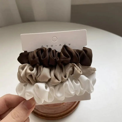 Scrunchies in raso di seta colorati per donna, set da 3 elastici eleganti