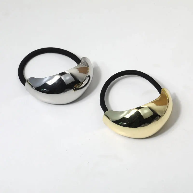 2 Scrunchie per capelli in metallo geometrico