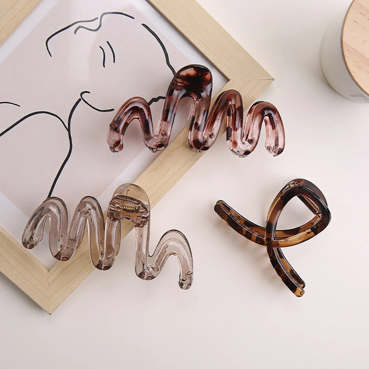 Mollettone ondulato lucido ambra marrone grande leggero (2 pezzi)