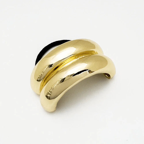 Elastico capelli donna con dettaglio geometrico in metallo doppio strato