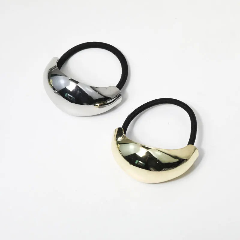 2 Scrunchie per capelli in metallo geometrico