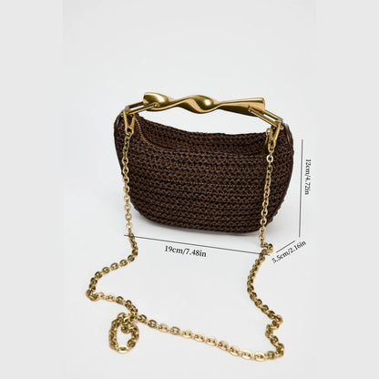 Borsa a mano o tracolla in paglia mezza luna da donna, stile estivo MCH Studio
