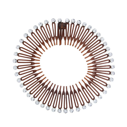 Set di 2 cerchietti elastici in plastica con denti pettine per capelli donna